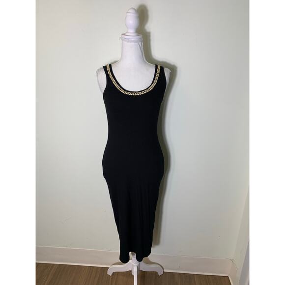 Generation Love Black Sleeveless Ribbed Body Con Midi Dress Sz XS - Picture 1 of 4